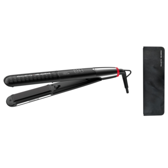 Plancha de pelo - Rowenta x Karl Lagerfeld K/Pro Stylist, Tecnología Iónica, Keratin & Glow, 210 °C, 8 temperaturas, LCD, Sistema Liss Curl, Negro