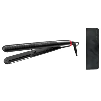 Plancha de pelo - Rowenta x Karl Lagerfeld K/Pro Stylist, Tecnología Iónica, Keratin & Glow, 210 °C, 8 temperaturas, LCD, Sistema Liss Curl, Negro