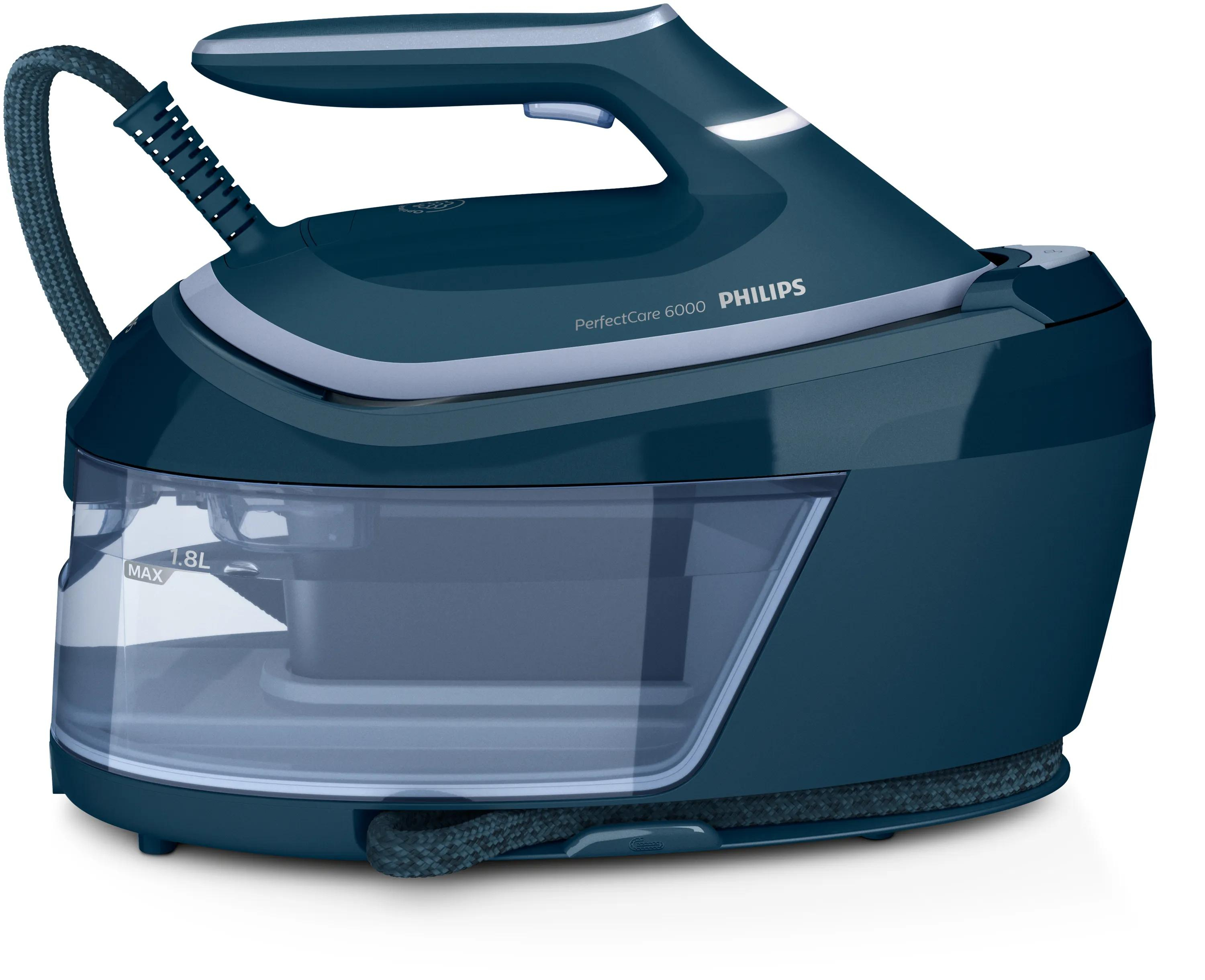 Centro de planchado - Philips PSG6023/20, OptimalTEMP, Sin Quemaduras, ProVelocity, 2400 W, 6,5 bar, 500 g/min, SteamGlide Plus, 1,8 L, Azul OscurO