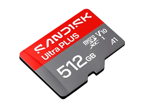 Tarjeta Micro SD - SANDISK Ultra PLUS, 512 GB, Hasta 200 MB/s, UHS-I, V10, A1, C10, Adaptador SD, Full HD, Gris