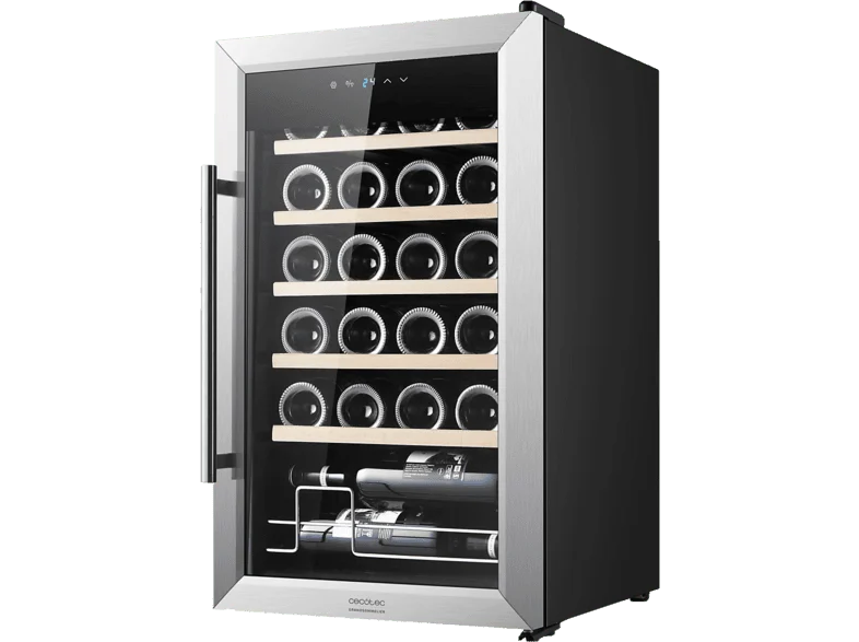 Vinoteca - Cecotec Bolero GrandSommelier 2450 Inox Compressor, 24 botellas, Compresor, 5-18 ºC, 45 dB, Panel táctil, Luz LED,