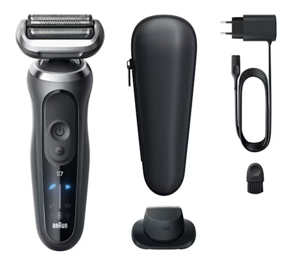 Afeitadora - Braun eléctrica Series 7 72-G1200S, 3 modos, 1 accesorio de precisión, 60 min autonomía, Afeitado en seco y mojado, Gris