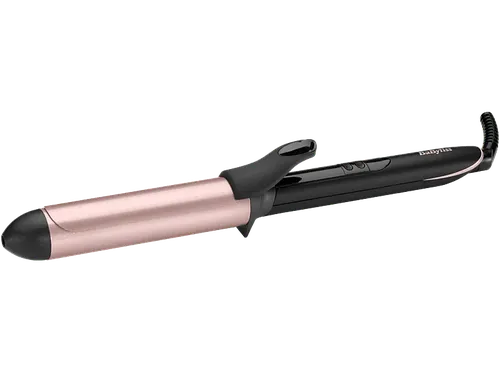 Rizador - Babyliss Tenacilla Rose Quartz 32 mm con pinza, 6 temperaturas hasta 210°C, Barril extralargo, cerámica y cuarzo, C452E, Rosa