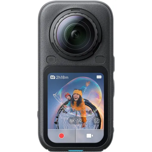 Cámara deportiva - Insta360 X6 Standard Bundle, 8K 50fps 360 Video, 140min Autonomía, Sumergible, Efecto Invisible Selfie Stick, Midnight Black