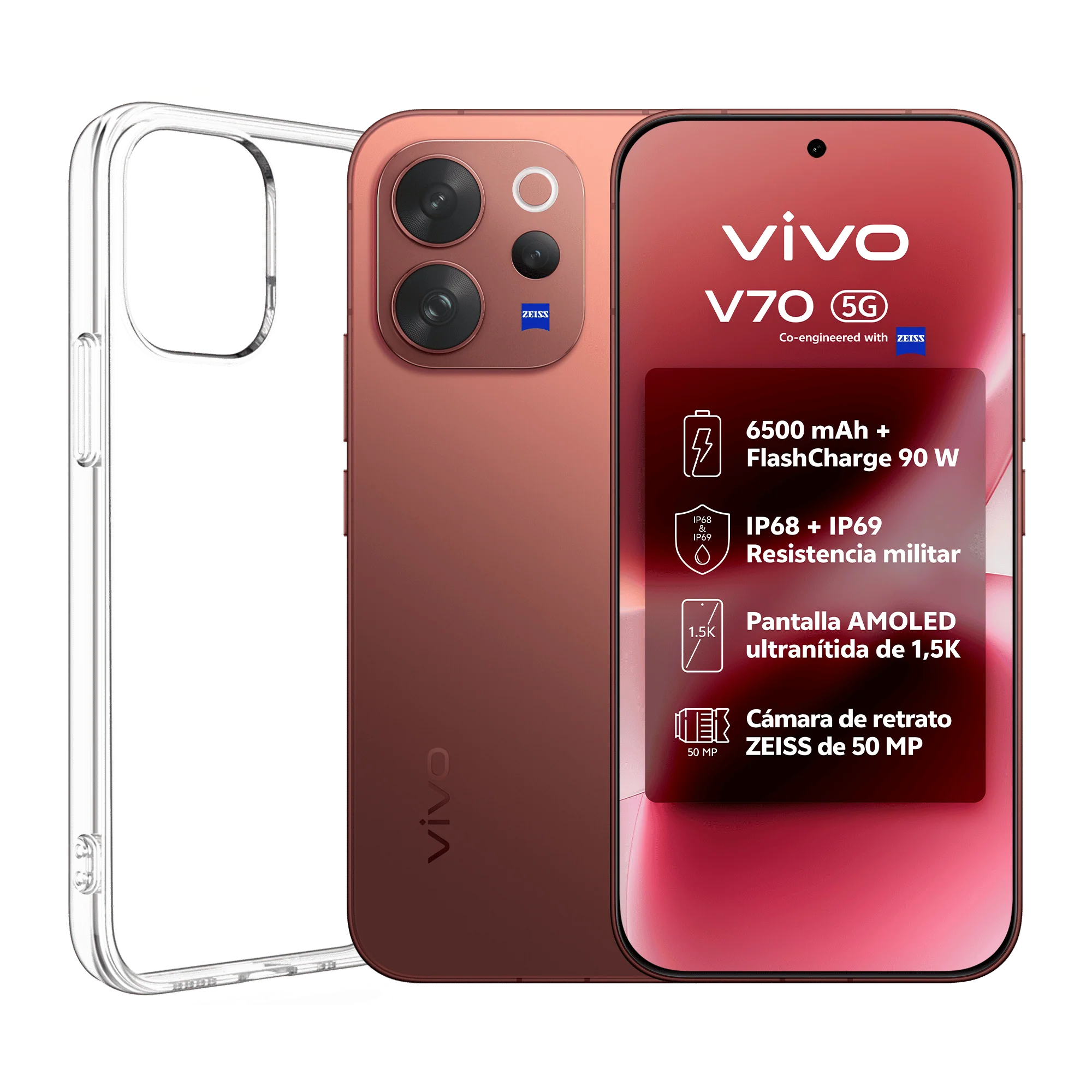 vivo V70, Sandalwood Brown, 512GB, 8GB RAM, 6.59" AMOLED, Snapdragon® 7 Gen 4, 6500 mAh
