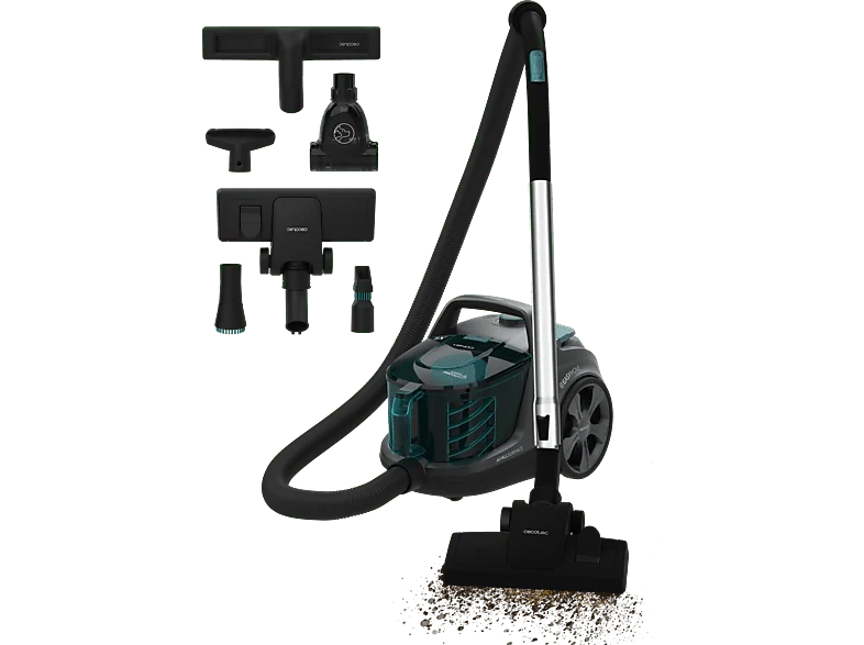 Aspirador sin bolsa - Cecotec Conga Rockstar Cyclonic XL ProAnimal, Potencia 900 W, Depósito 2.8 L, Doble filtro HEPA, 5 accesorios, Blue