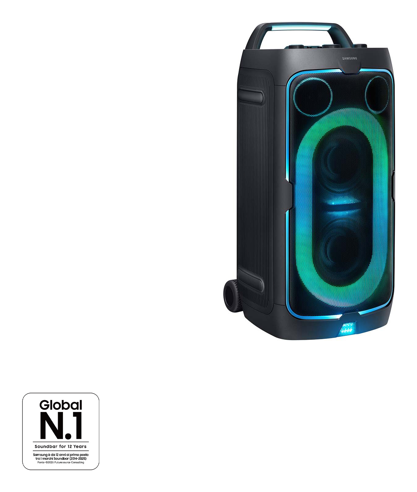 Altavoz de gran potencia - Samsung MX-ST50F/ZF, 240W, Con batería, Autonomía 18h, Portátil para fiestas, Asa transporte y ruedas, Bluetooth
