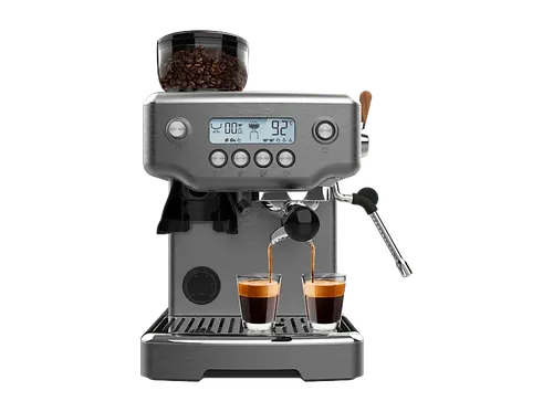 Cafetera express - Cecotec Power Espresso 20 Barista Steel & Grind, Bares, Molinillo integrado, Vaporizador, Doble Thermoblock, 2200 W, Plata