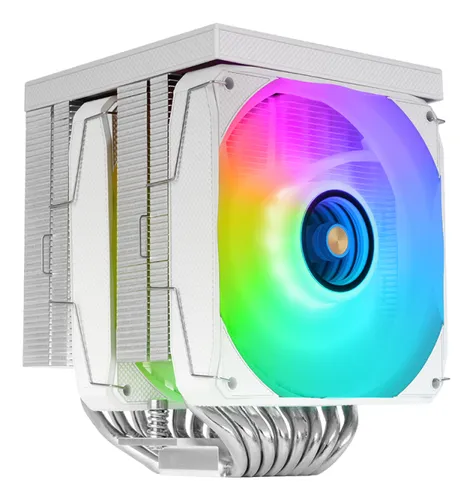 VENTILADOR CON DISIPADOR DE CPU MARS GAMING MCPULCDPROW TDP 380W DOBLE TORRE LCD ARGB BLANCO