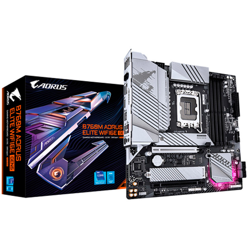 GIGABYTE Intel B760M AORUS ELITE WIFI6E GEN5 Placa Base – Compatible con procesadores Intel Core 14ª generación, VRM digital de 12+1+1 fases, hasta 5