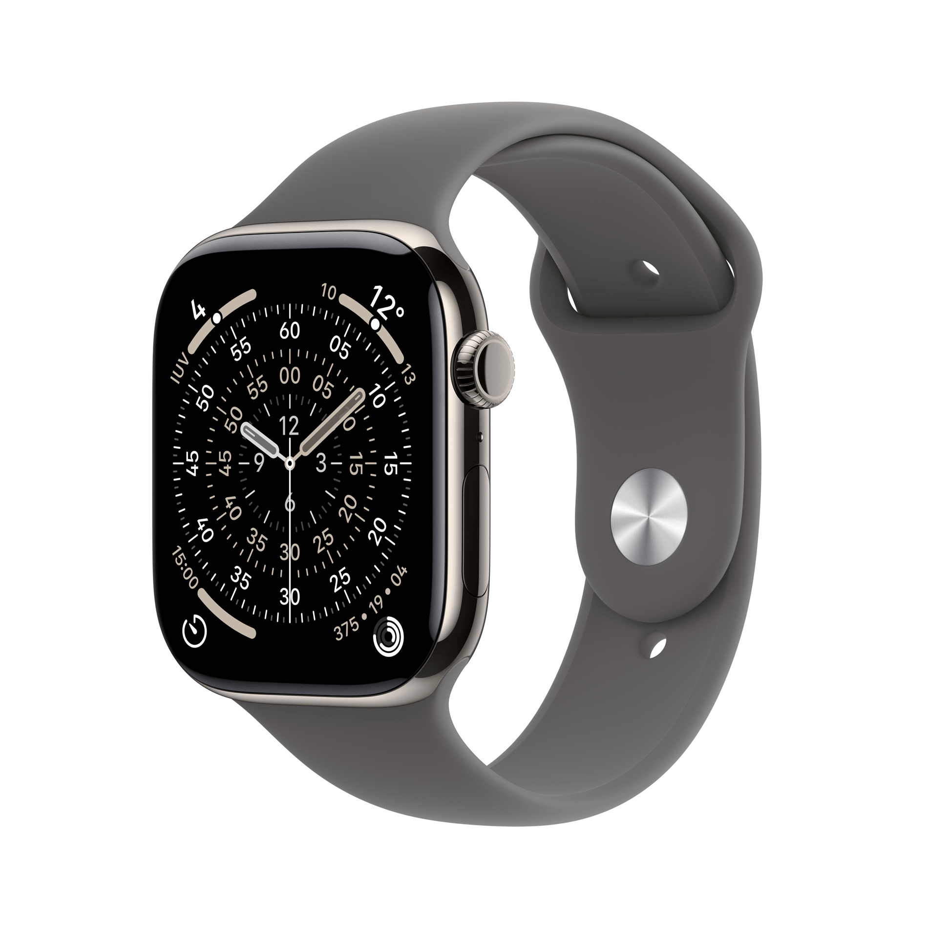 Apple Watch Series 11 GPS + Cellular 46mm Natural Titanium Case with Stone Grey Sport Band - S/M