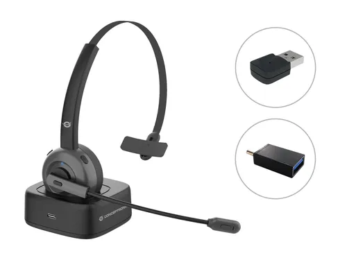 HEADSET BLUETOOTH CONCEPTRONIC CON BASE DE CARGA ADAPTADOR BLUETOOTH INCLUIDO POLONA03BDA