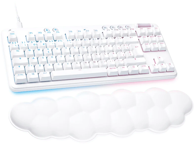 Teclado gaming - Logitech G G713 Linear Aurora Collection, USB, Reposamanos, Retroiluminación, RGB Lightsync, Controles multimedia, Blanco