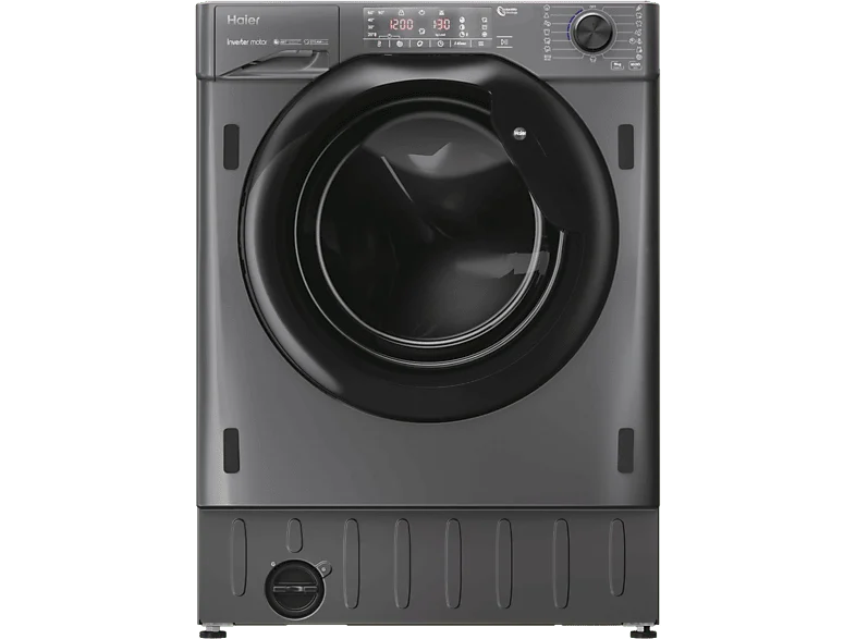 Lavadora integrable - Haier Series 4 HWQ90B416FWBR, Carga frontal, Motor Inverter, Función Vapor, Antibacterias, 9 kg, 1600 rpm, Sin panelar