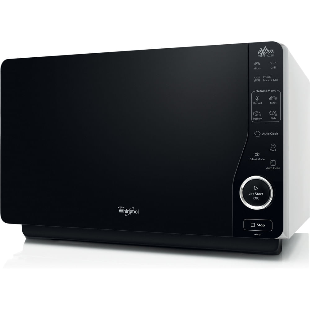 Microondas con grill - Whirlpool MWF421SL, 800W, 6 niveles, Función Grill, 25 l, Negro
