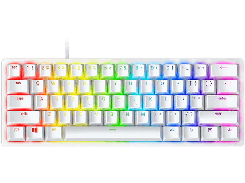 Teclado gaming - Razer Huntsman Mini, USB-C, Retroiluminación, Switches ópticos Razer™, Blanco
