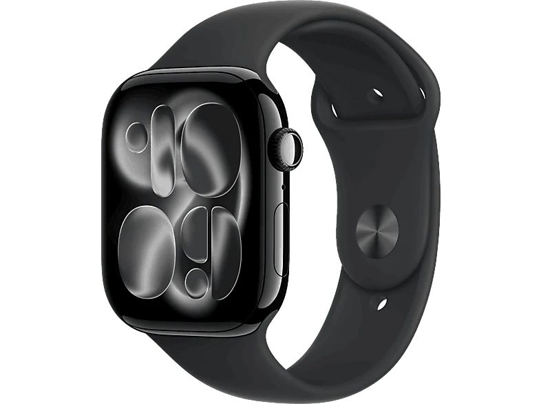 Apple Watch Series 11 (2025), GPS, 46 mm, Caja de aluminio Negro Azabache, Correa deportiva Negra, M/L, Calidad del sueño, 24h Autonomía