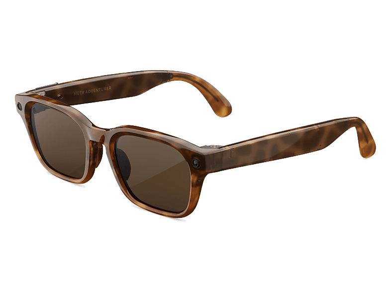 Gafas IA - Meta Adventurer, Lentes en marrón, Cámara 12 MP, Traducción tiempo real, Resolución 3K HD, +8h Batería, Classic Tortoise