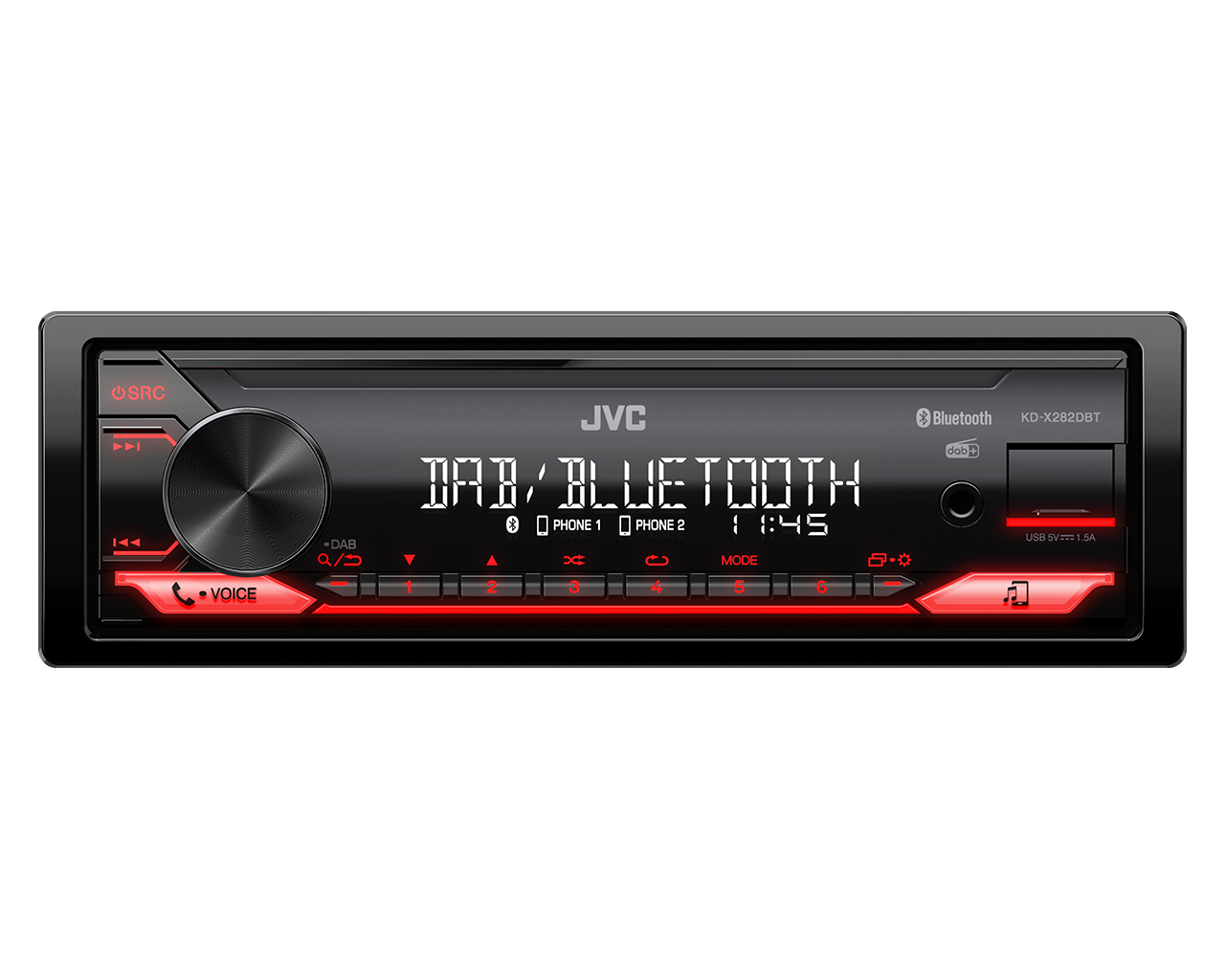 Autorradio JVC Negro 1 DIN Bluetooth 4.2 KD-X282DBT