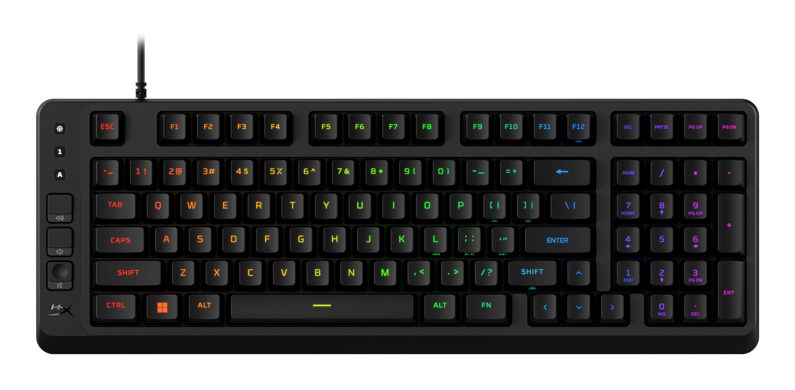 Teclado gaming - HyperX Eve 1800, membrana con iluminación RGB y teclas multimedia, Negro