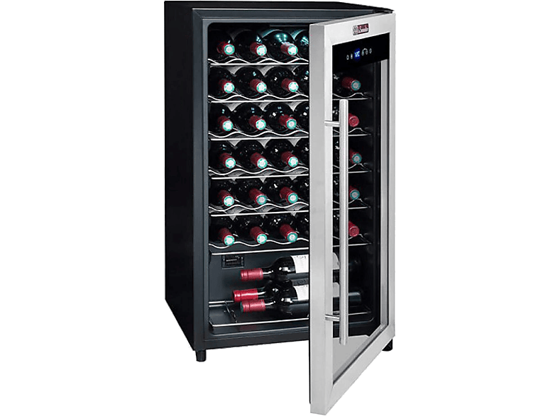 Vinoteca - La Sommeliere LS34A, 90 W, 34 botellas, 50 litros, Iluminación LED, Táctil, Negro