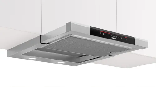Campana telescópica - Bosch DFS067K51, Telescópica, 5 velocidades, 717 m³/h, Motor EcoSilence, Iluminación Led ,60 cm, Inox