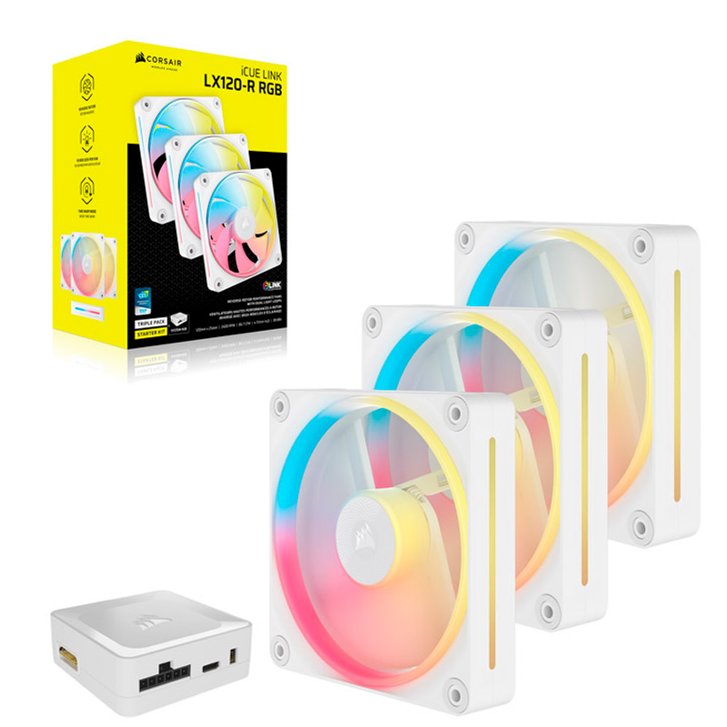 Corsair iCUE LINK LX120-R Reverse RGB PWM 120mm Triple Pack Blanco