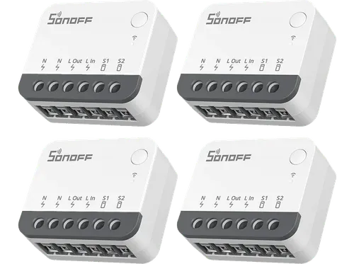 Interruptor inteligente - Sonoff SN043 Pack 4, Compatible con Apple Home, Google Home y Amazon Alexa, Blanco