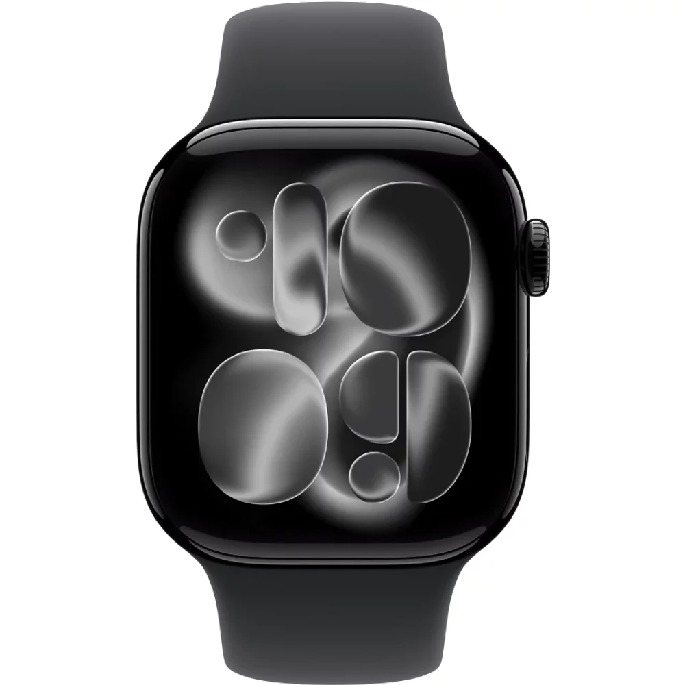 Apple Watch Series 11 GPS + Cellular 42mm Jet Black Aluminium Case with Black Sport Band - M/L