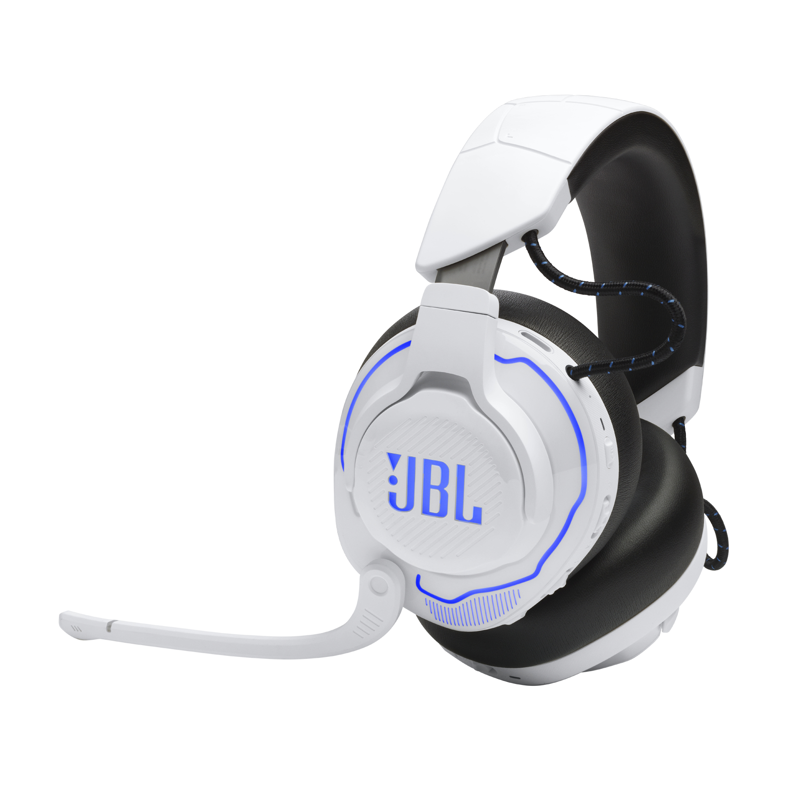 Auriculares gaming - JBL Quantum 910P Console Wireless, Para PlayStation, Inalámbrico, Cancelación de Ruido Activa, Micrófono, Blanco y Azul