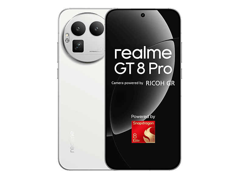 realme GT8 Pro, Blanco, 256GB, 12GB RAM, 6.79" AMOLED 144Hz, Cámara RICOH GR, Snapdragon 8 Elite Gen 5, 7000 mAh + 120W carga rápida