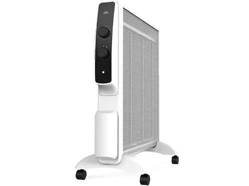 Radiador eléctrico - ok. ORNO 15221 ES, 1500 W, 2 potencias, Termostato, Ruedas incluidas, Recogecables, Blanco