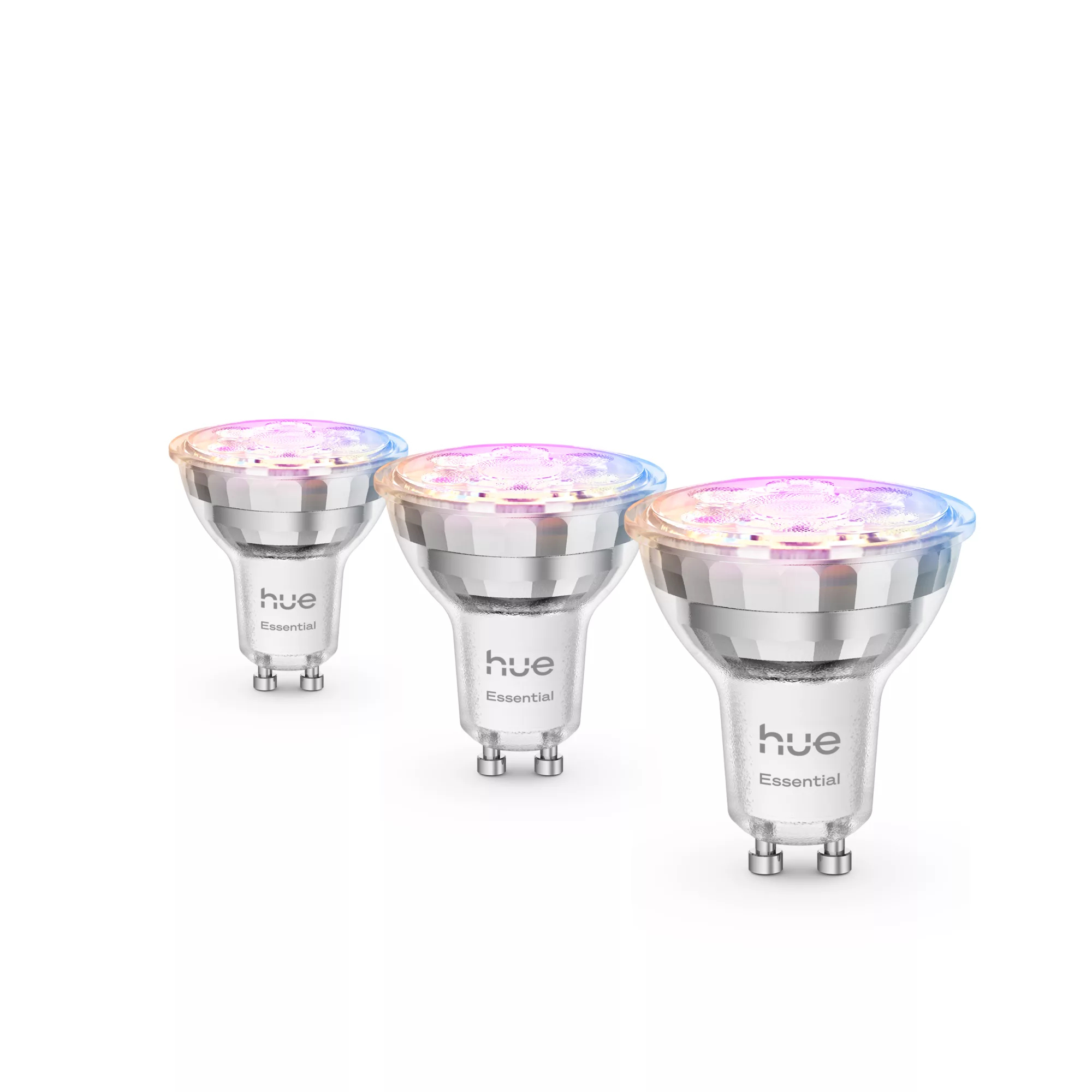 Bombilla Inteligente - Hue Essentials LED GU10 4,7W, 345 Lúmenes, RGB, Compatible Con Alexa, Google, AppleHomekit, 3 bombillas