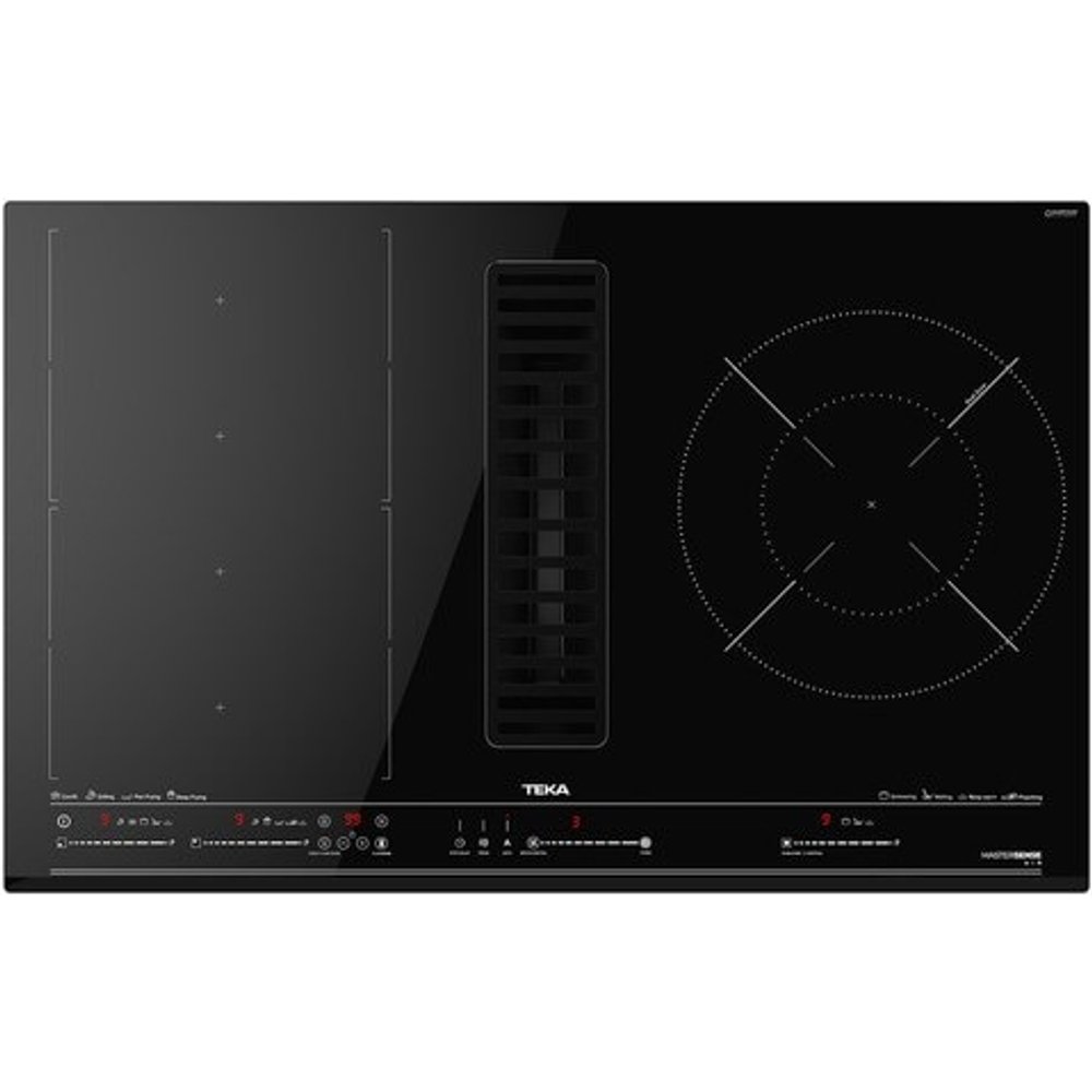 Teka - Placa de inducción Teka 4 zonas de cocción, con extractor integrado - AFC 85628 MST BK.