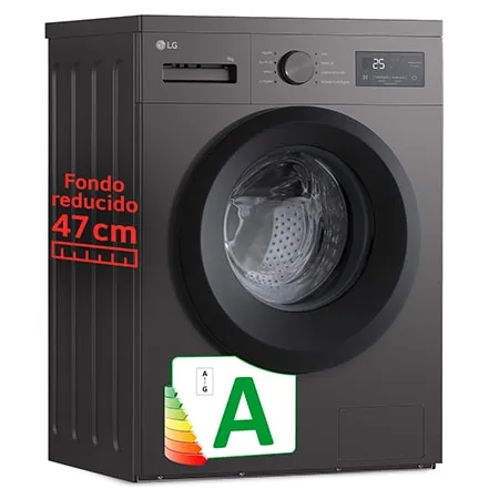 Lavadora carga frontal - LG F4A10S8NDK, 8 kg, 1400 rpm, programas, Grafito Silver