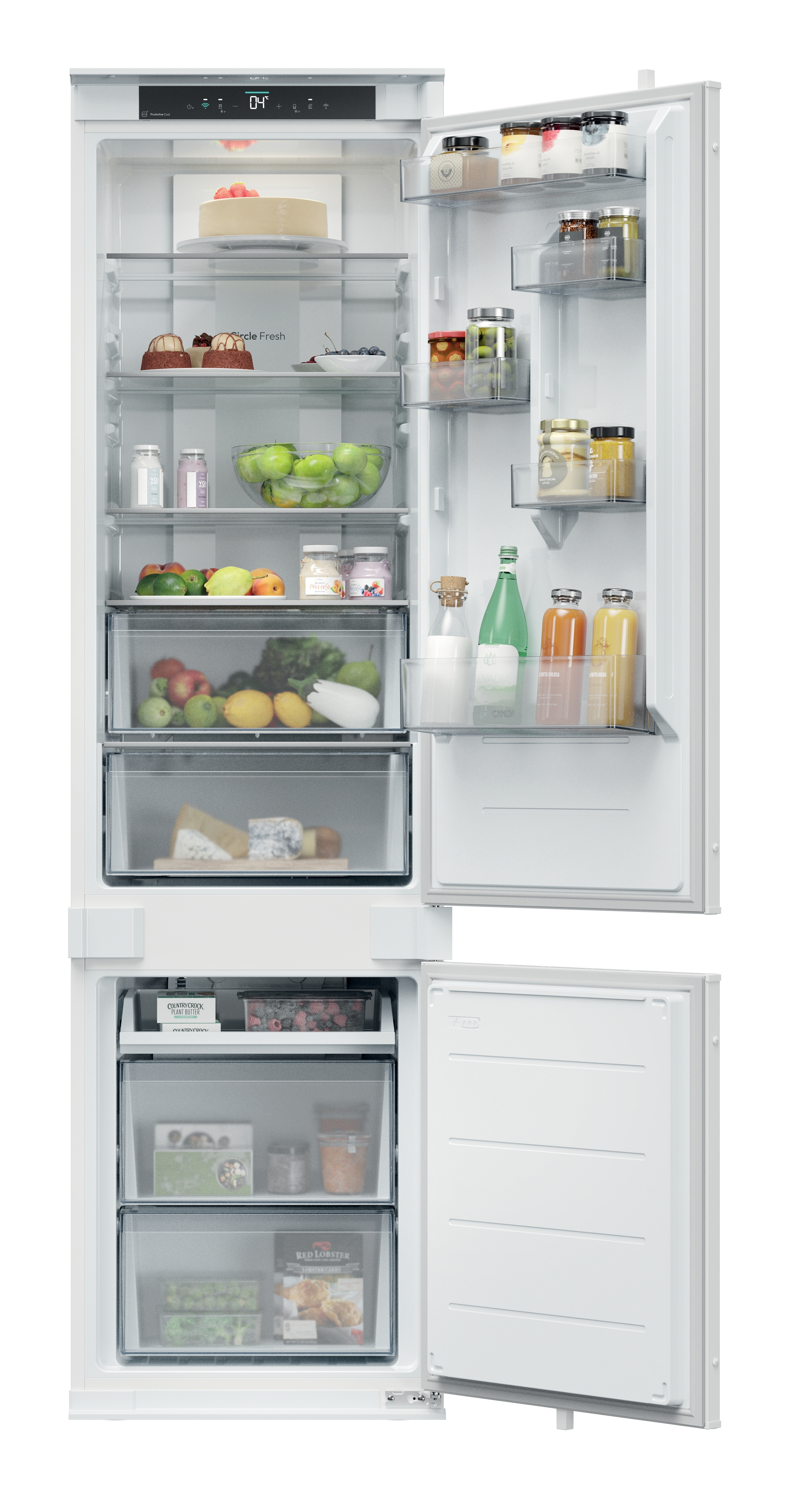 Frigorífico combi integrable - Candy CNBQT3519EW, No Frost, 193 cm, 284 l, Circle Fresh, Humidity Zone, Sin panelar