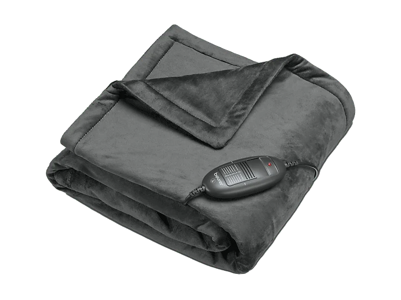Manta eléctrica - Beurer HD1R Cosy, 100 W, 6 potencias, 150 x 130 cm, Tacto suave, Gris