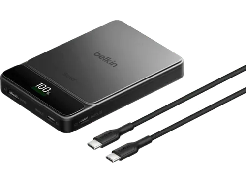 Powerbank - Belkin BPB044HQBK, 10000 mAh, 1x USB-A, 2x USB-C, 60W, Negro