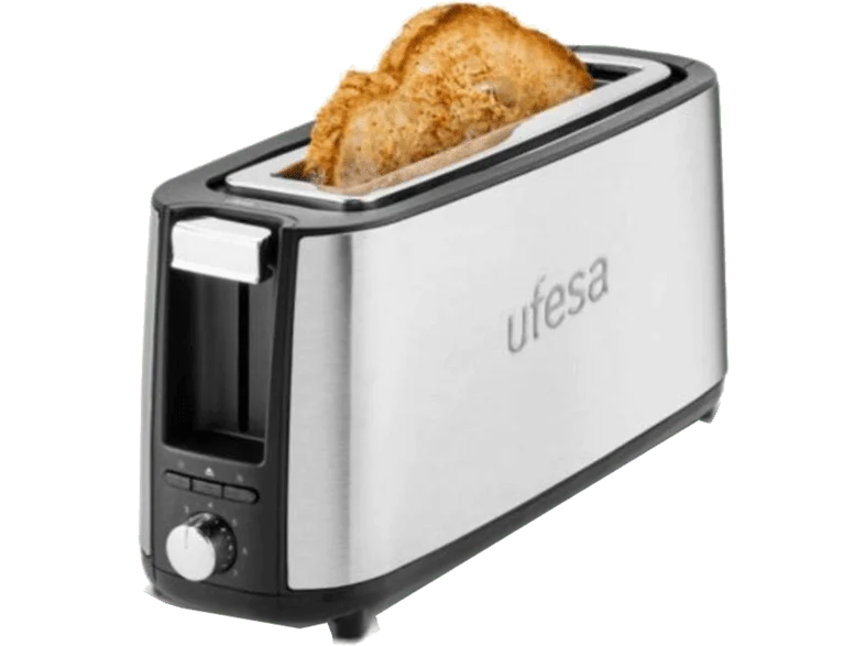 Tostadora - Ufesa Toastie Plus, 900 W, 1 Ranura, 7 Niveles de tostado, Función descongelar, Inox