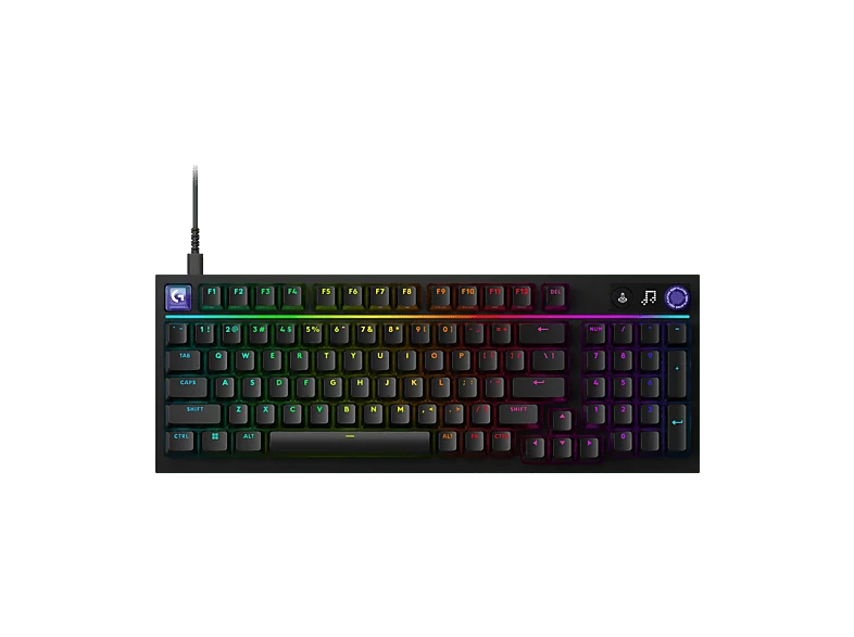 Teclado gaming - Logitech G G316 X 98, Cable, 8 kHz, Pantalla LED, Interruptores intercambiables, Teclas de PBT personalizables, PC-Mac, RGB, Negro