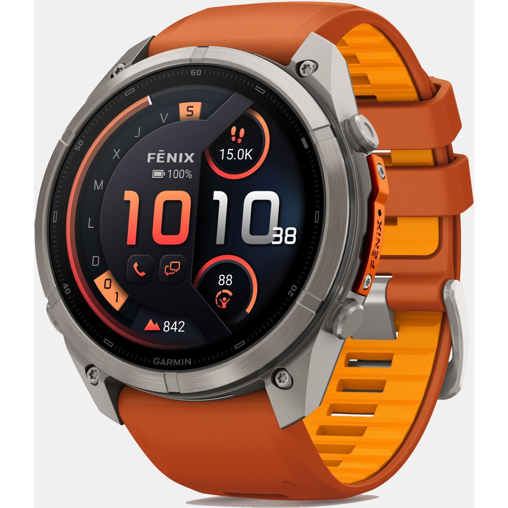 Garmin - Reloj Smartwach Fénix 9 Pro – Inreach, 51 Mm Garmin Caja De Titanio Con Correa De Silicona Naranja.
