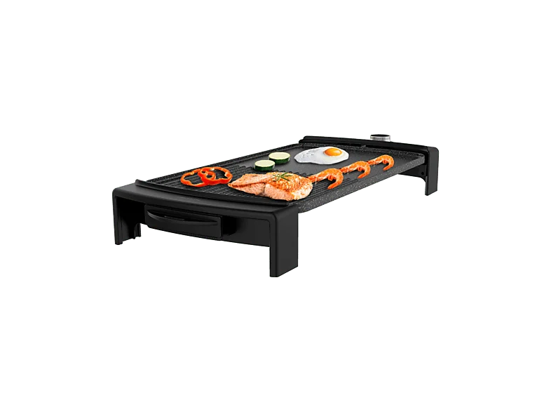 Plancha de asar - Cecotec Tasty&Grill 2500 Rockwater Mixgrill, Revestimiento RockStone, Superficie mixta, Grill y Plancha, 2150W, Antiadherente, Negro