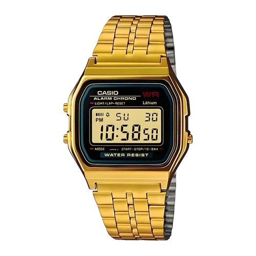 Casio Vintage A159WGEA-1DF Negro/Dorado Cronómetro, Alarma, Calendario Pila