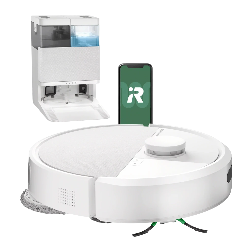 Robot friegasuelos - iRobot Roomba® Plus 405 Combo, 295 ml Depósito Polvo, 3l Agua Base, 3h Autonomía, Blanco