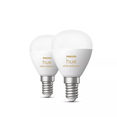 Philips Hue White Ambiance Bombilla Esférica - Bombilla Inteligente E14 - (paquete De 2): imagen 2
