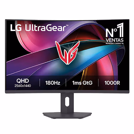 Monitor Gaming LG UltraGear, 32", VA, QHD (2560X1440), 180Hz, 1 ms, Curvo 1000R - 32G600AX-B.OBSPTO