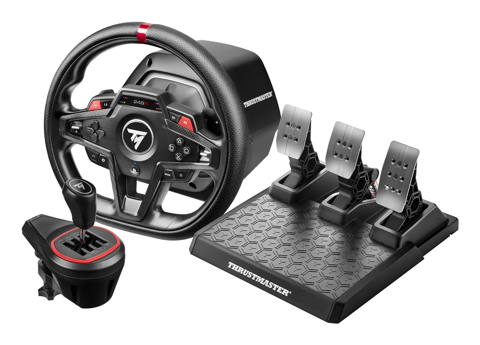 Volante - Thrustmaster T248R Shifter Pack, + Pedales Palanca de cambios, Pantalla a color, Negro