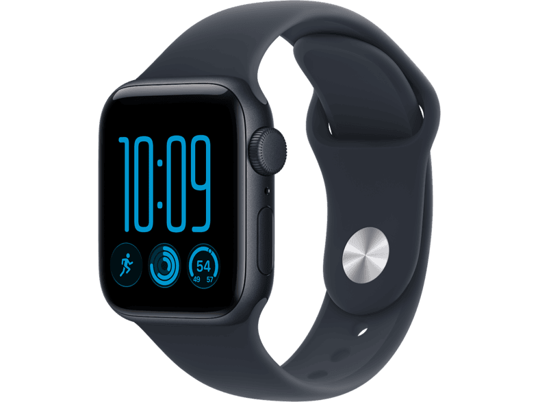 Apple Watch SE 3 (2026), GPS, 40 mm, Caja de aluminio Medianoche, Correa deportiva Azul marino, Talla M/L, Siri AI