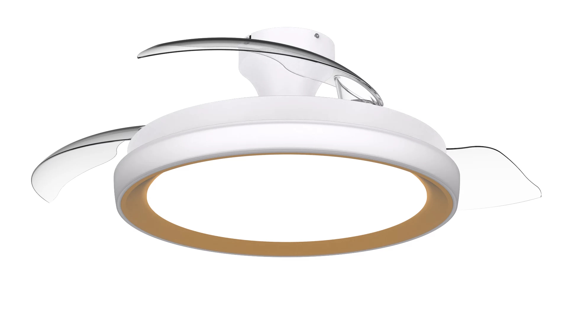 Ventilador de techo con luz - Philips Bliss (2026), 28W, 6 Velocidades, Aspas retráctiles, 106cm, 4500 lúm regulables, Mando a distancia,Blanco/Dorado