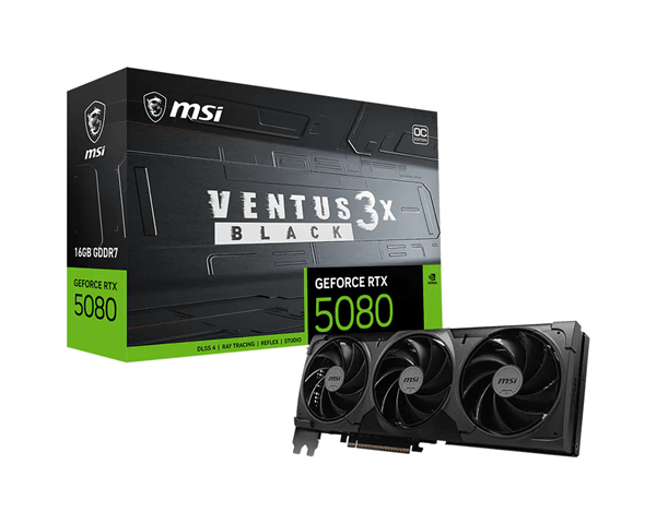 Tarjeta Gráfica MSI GeForce RTX 5080 VENTUS 3X OC 16 GB GDDR7 Reflex 2 RTX AI DLSS4.5
